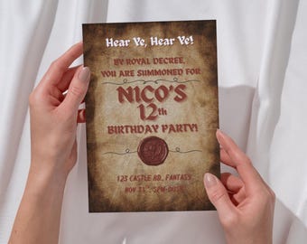 Medieval Fantasy Birthday Invitation | Editable Canva Template