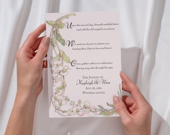 Medieval Wedding Invitation Template • Vintage Floral Gothic Vow Invite