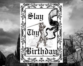 Renaissance Faire Birthday Medieval Foldable Card | Knightly Canva Template