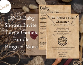DND Baby Shower Games & Invitation Bundle: Printable RPG Activities (Digital Download)