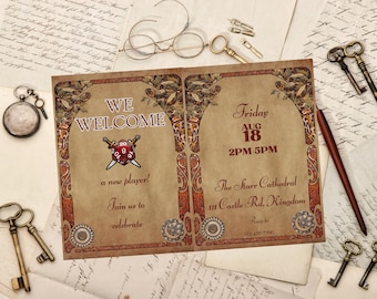 Fantasy D&D Baby Shower Invitation and Games | Editable Canva Set