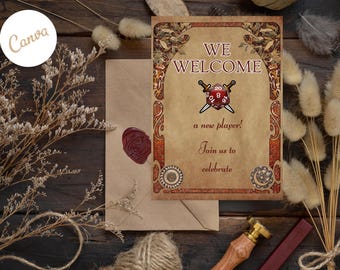 DnD Baby Shower Invitation | Editable Medieval Fantasy New Player Welcome | RPG Baby Celebration Template