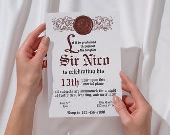 Medieval Birthday Invitation Template | Editable Canva Knight Party Invite