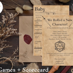 D&D Baby Shower Invitation + Games Bundle | Printable RPG-Themed Baby Shower