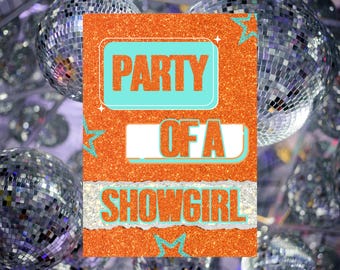 Party of a Showgirl Invitation | Glitter Glam Birthday or Bachelorette Invite | Editable Canva Template