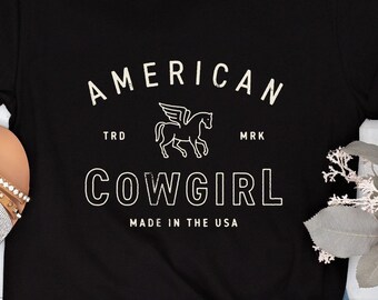 American Cowgirl, cowgirl tshirt, cowgirl tshirt, retro shirt, rodeo shirt, fun tshirt, country western tshirt