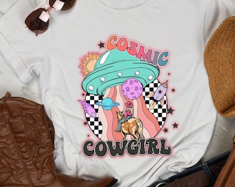 Cosmic cowgirl, cowgirl tshirt, cowgirl shirt, rodeo shirt, country western, retro tshirt