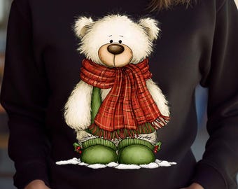 Gemütliches Bären-Sweatshirt - Wintermode, Weihnachtsgeschenk, Urlaub, Partykleidung, warm und bequem, lässig, Schneebär Rundhalsausschnitt, 8 Farben
