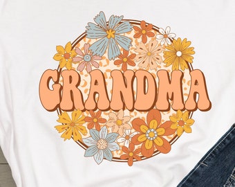 Grandma, grandma tshirt, grandma shirt, grandmother tee, retro tshirt, flowers surrounding grandma