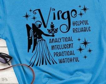 Virgo Zodiac Short Sleeve Tee, 8 Colors, August September Birthday Gift, Astrology Sign, Unisex Tshirt, Fun Gift, Horoscope Shirt,