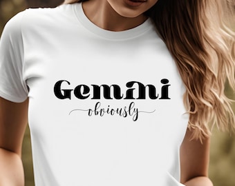 Gemini Obviously Unisex Tee, May June Zodiac Tshirt, Funny Astrological Gift for All Occasions, Short Sleeve Shirt