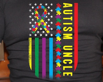 Autism Uncle, autism tshirt, autism shirt, gift for uncle, autism uncle tshirt, American Flag tee