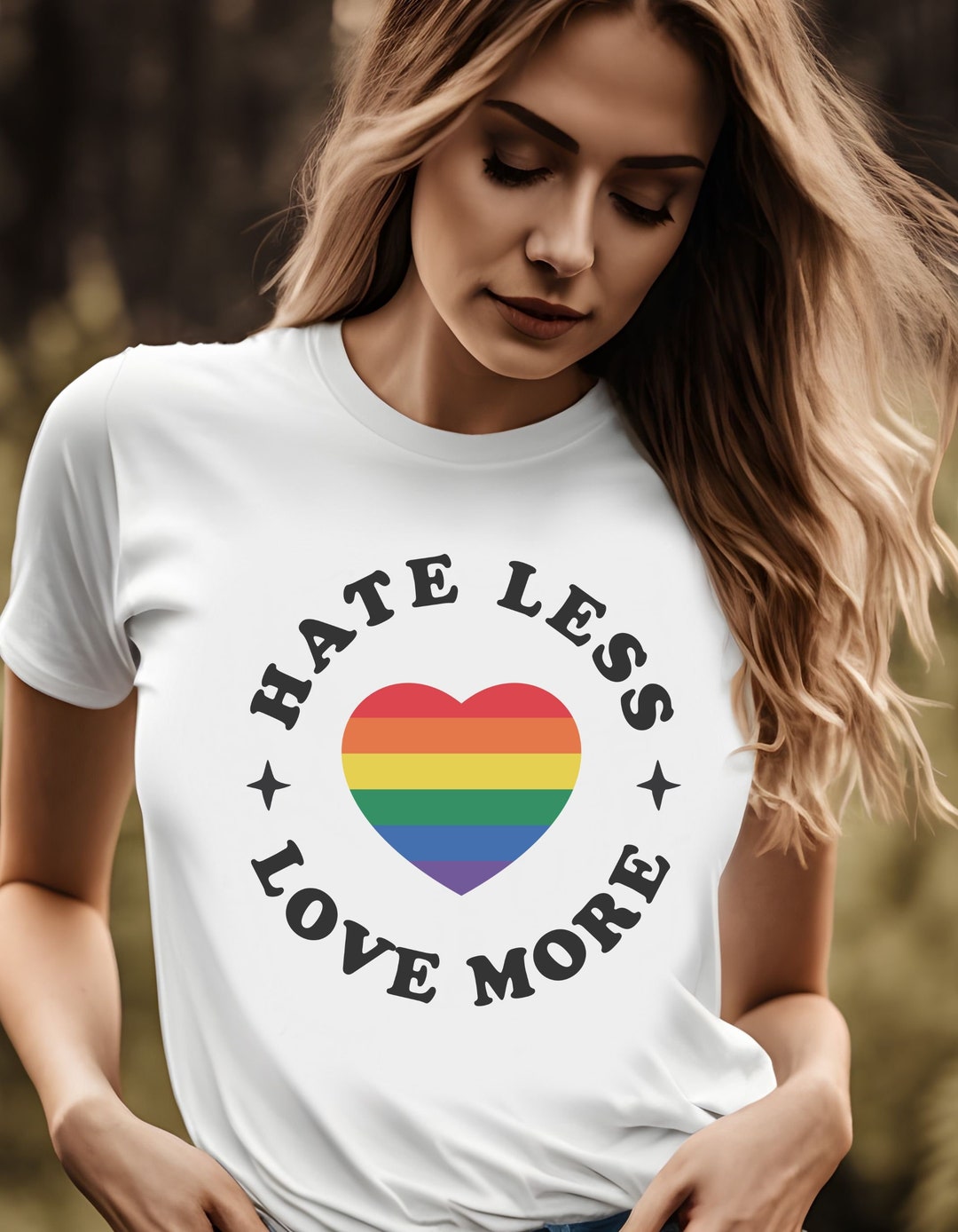 Hate Less Love More Tshirt, Gay Pride Tshirt, Lgbtq Colors - Etsy