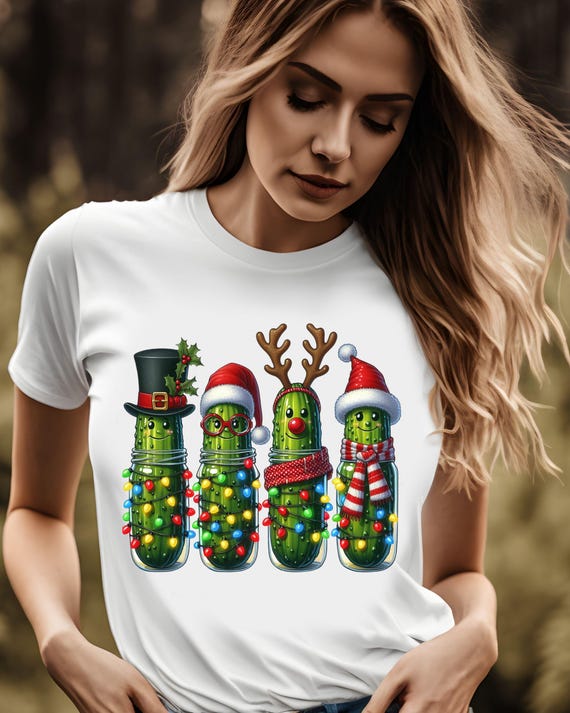 Christmas Pickles Unisex Tee, Funny Holiday Humor Shirt, Party Outfit, Festive Apparel, Gift for Friends, Casual Wear, 8 colors