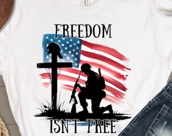 Freedom Isn't Free Patriotic Unisex Tee, Veterans Day Memorial 4th of July Military Family Shirt, Casual Wear, 7 colors
