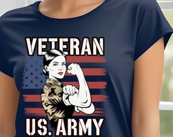 US Army Veteran Women's Tshirt, American Flag Patriotic Gift, Veterans Day, Memorial Day, Independence Day, 9 colors