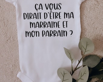 Baby onesie: request for godmother and godfather.