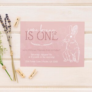 Some Bunny is One | First Birthday Party Invitation | Bunny Themed Birthday Party