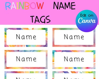 Rainbow Name Tags | Editable and Printable