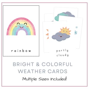Cartes d'apprentissage Montessori sur le thème de la météo pour les enfants d'âge préscolaire, cartes d'apprentissage imprimables et à téléchargement immédiat