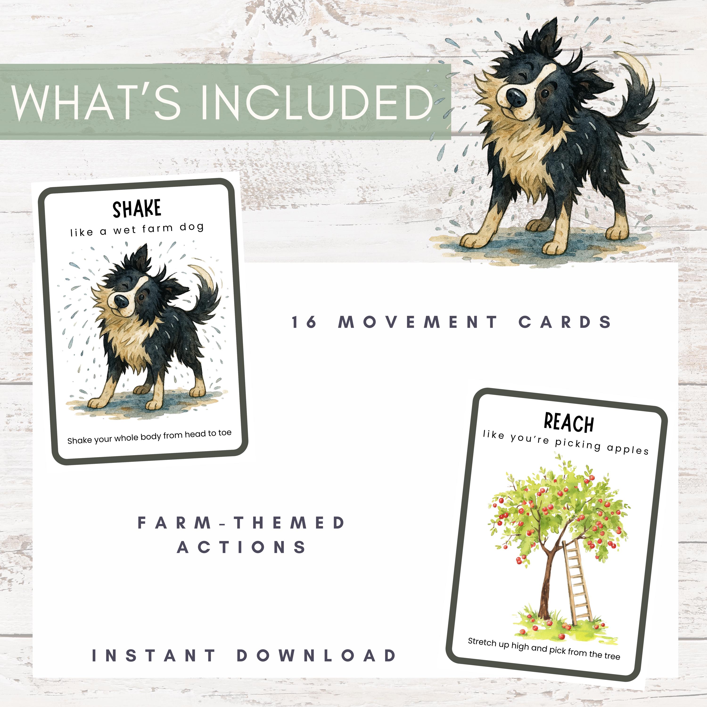 Farm Gross Motor Movement Cards | Farm Animal Brain Breaks | Preschool ...