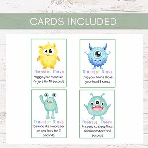 Monster Movement Cards for Kids | Preschool Brain Break Activity | Gross Motor Game for Classroom & Home | Indoor Energy Release Printable