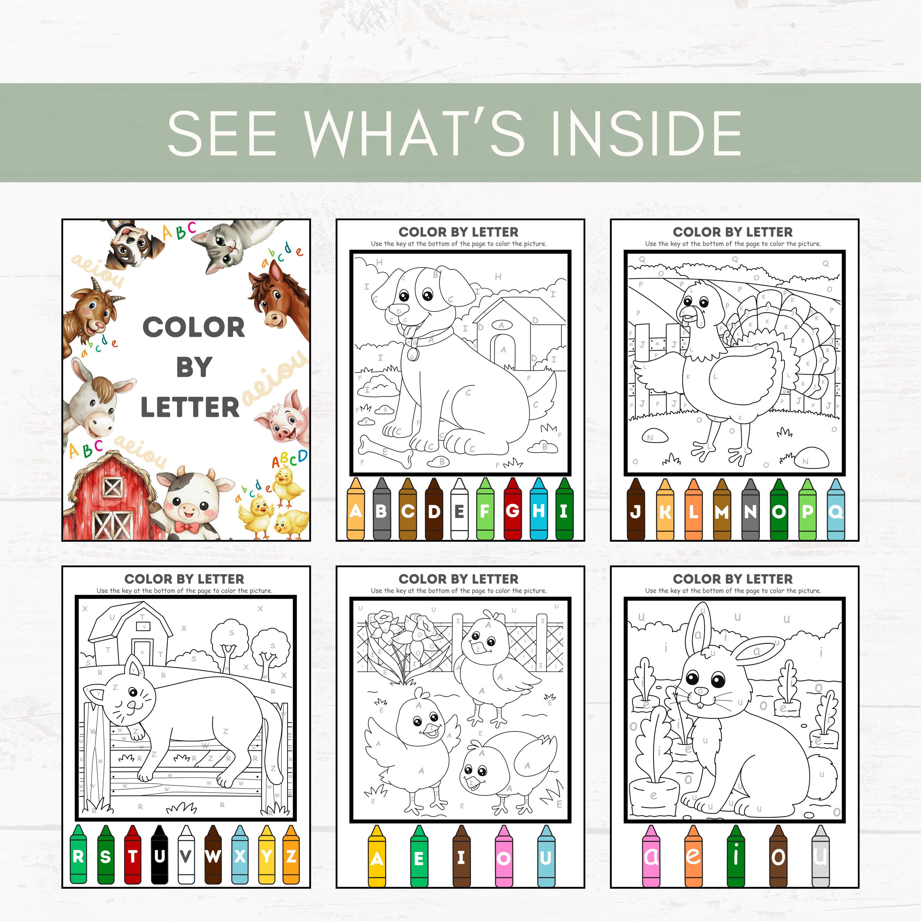 Color by Letter Farm Printable for Preschool, Alphabet Coloring Pages A ...