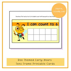 Bee Ten Frame Math Cards: Counting 1-10 (PDF & PNG Download)