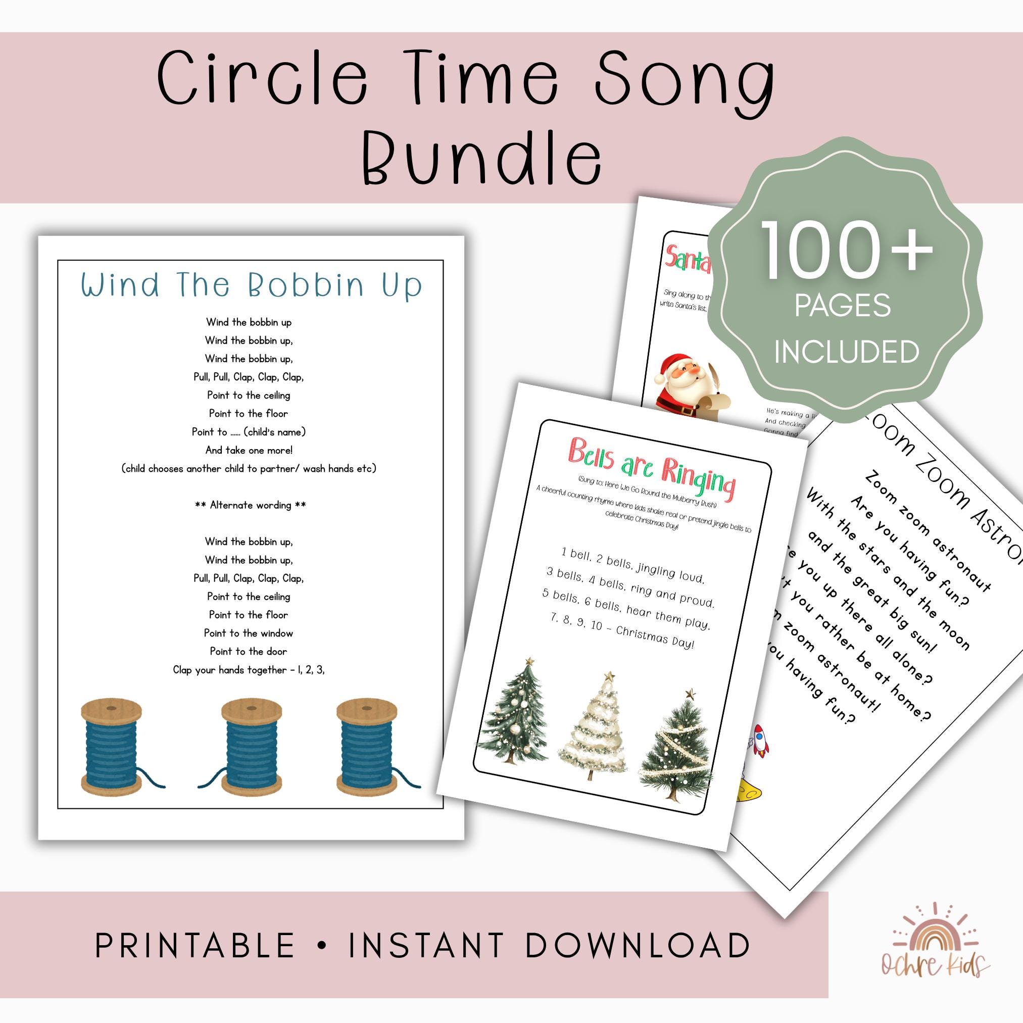 Circle Time Songs Bundle | 100+ Preschool \u0026 Group Time Lyrics | Printable  Teacher Resource | Instant Download |, image size:2025x2025