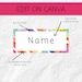 Rainbow Name Tags | Editable and Printable - Etsy