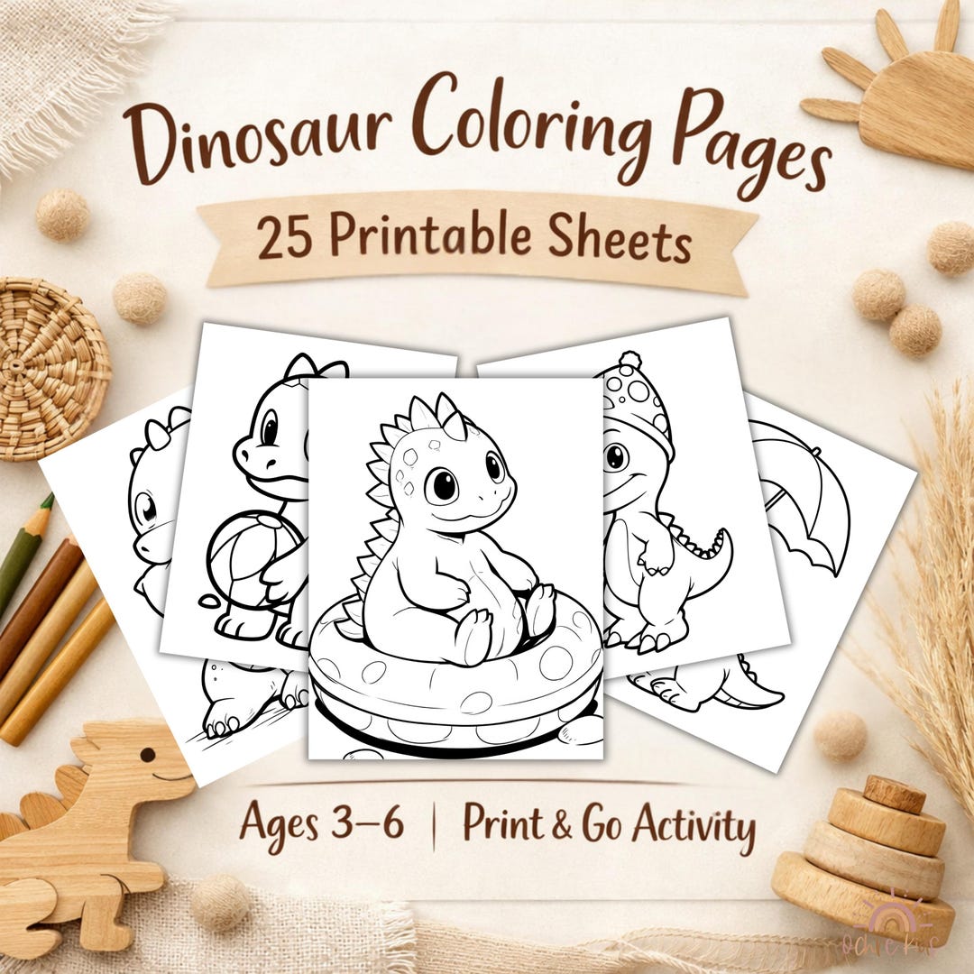 Dinosaur Coloring Pages for Kids Printable | 25 Cute Dino Coloring ...
