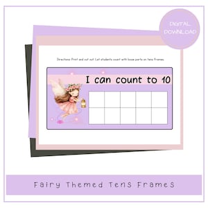 Cartes de mathématiques imprimables sur le thème de la petite enfance sur le thème des fées, ressource d'apprentissage magique 1 à 10 pour les enfants d'âge préscolaire sens des nombres, aide pédagogique pour le calcul