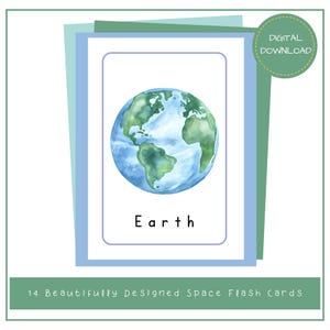 Cartes mnémotechniques imprimables d'éducation préscolaire sur le thème de l'espace, ressource visuelle d'apprentissage amusant d'apprentissage précoce, cartes Montessori EYLF