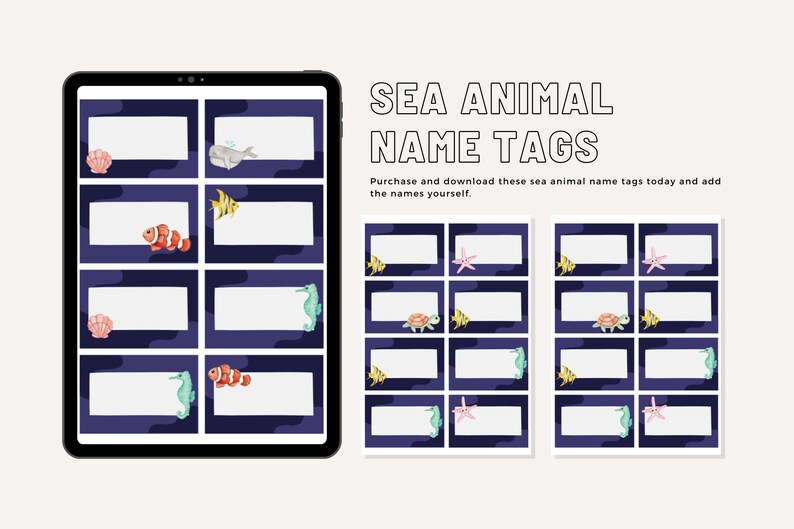 Sea Animal Name Tags Etsy Australia