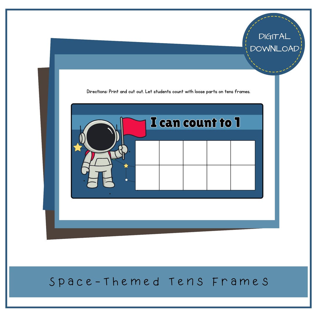 Space Themed Early Years Tens Frame Printable Math Cards, Number Sense ...