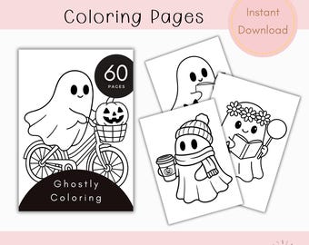 Kolorowanki z duchami dla dzieci do druku, kolorowanki na Halloween, ilustracje duchów, arkusze ćwiczeń dla przedszkolaków