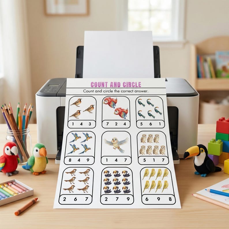 Bird Math Worksheets for Preschool – Counting, Addition & Number ...