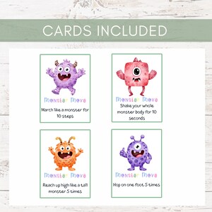 Monster Movement Cards for Kids | Preschool Brain Break Activity | Gross Motor Game for Classroom & Home | Indoor Energy Release Printable