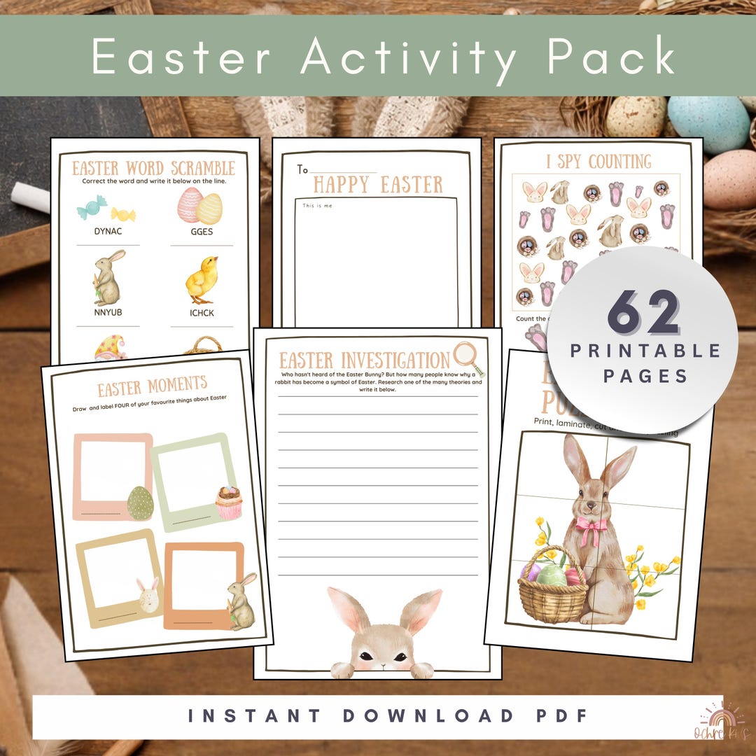 Easter Preschool Worksheets Printable, 62 Page Easter Activity Pack for ...