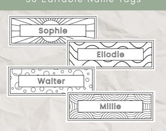 Name Tags for Classroom Desk for Kids to Color and Decorate Instant Download
