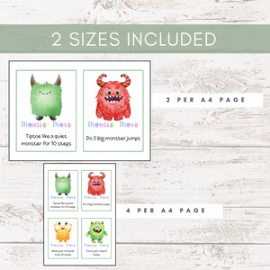Monster Movement Cards for Kids | Preschool Brain Break Activity | Gross Motor Game for Classroom & Home | Indoor Energy Release Printable