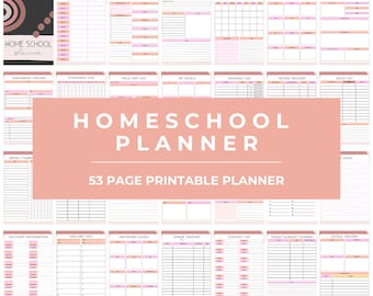 Homeschool Planner Printable Bundle: 53-Page Lesson Planner (PDF)