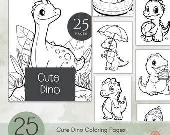 Kolorowanki z dinozaurami: 25 zabawnych arkuszy z dinozaurami dla dzieci (plik PDF do pobrania w wersji cyfrowej)