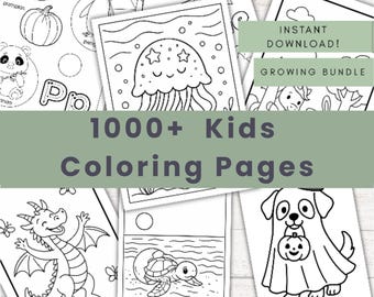 Kids Coloring Pages - 1000+ Preschool and Toddler Art Printables Digital Download