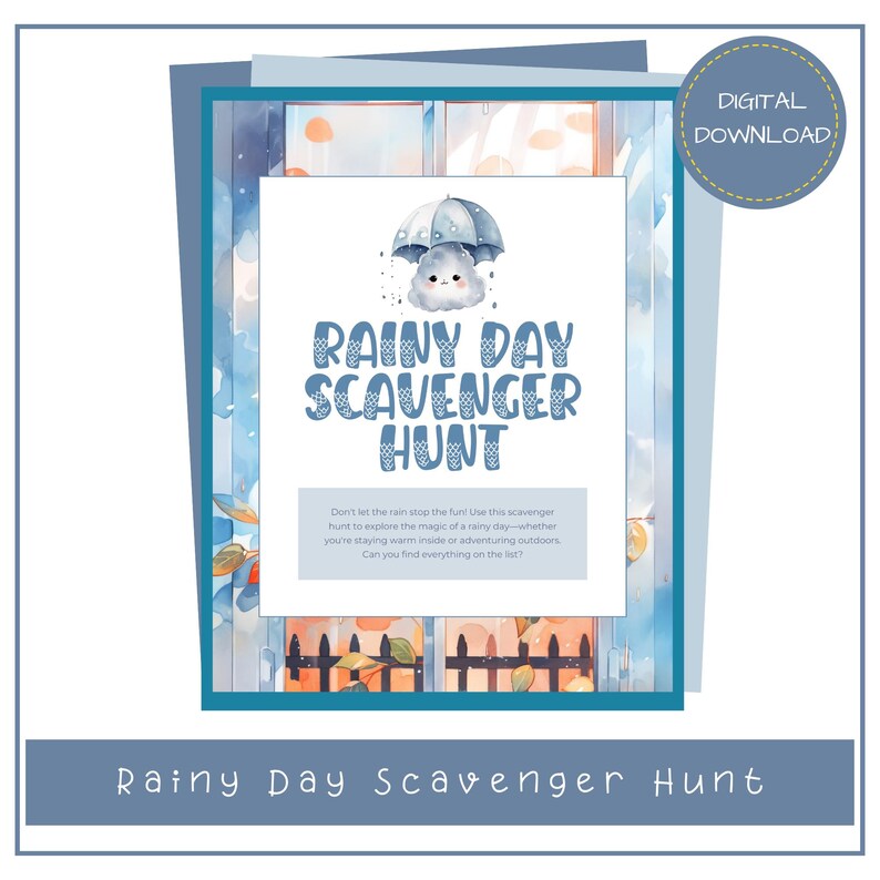 Rainy Day Scavenger Hunt for Kids Printable Activity, Indoor and ...