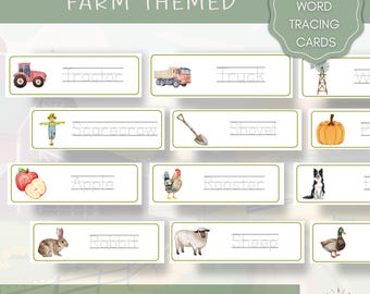 Farm Vocabulary Tracing Cards: Kids Handwriting Practice (PDF)