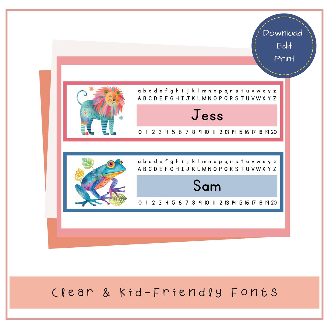 Editable Jungle Theme Name Tags for Preschool | Desk Name Plates With ...