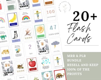 Tarjetas de vocabulario imprimibles con números y letras: Plantillas de aprendizaje personalizables de Canva (MRR PLR)