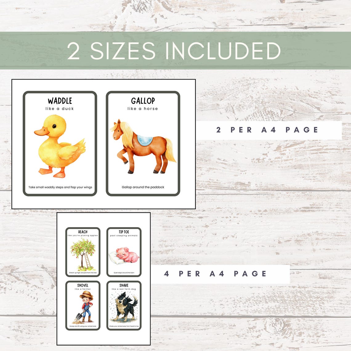 Farm Gross Motor Movement Cards | Farm Animal Brain Breaks | Preschool ...