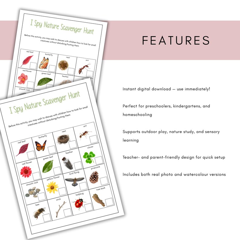 Nature Scavenger Hunt: I Spy Printable for Kids (PDF) - Etsy